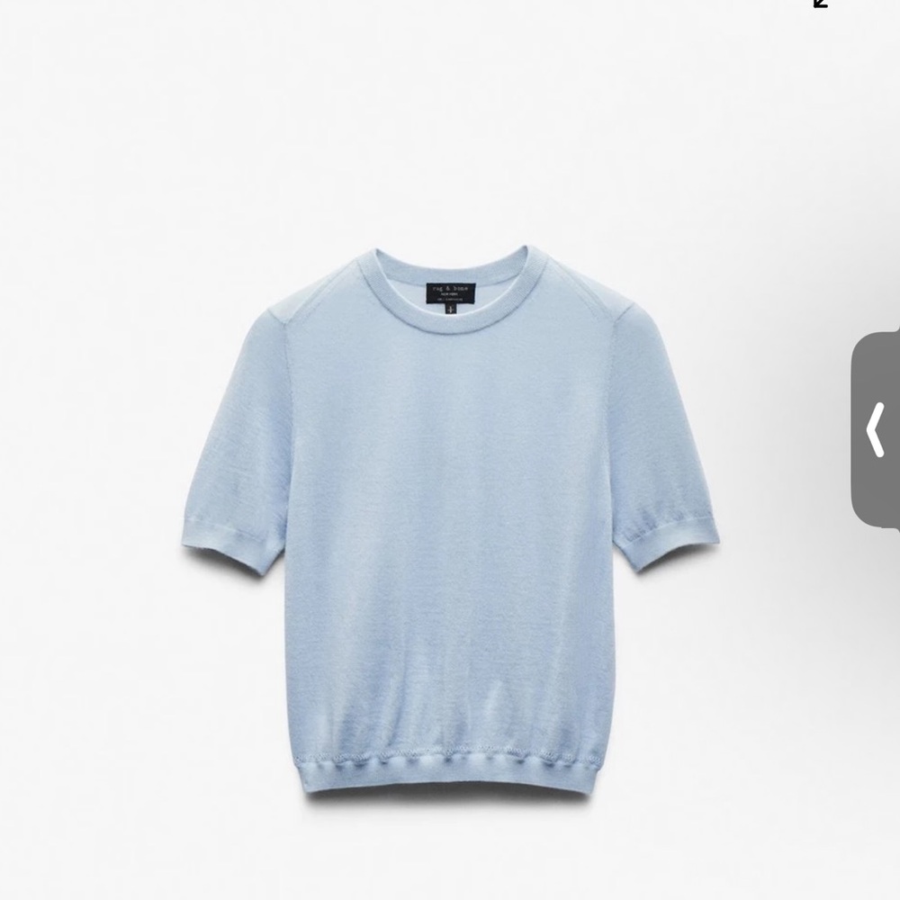rag & bone Light Blue Adeline LTWT Cashmere Short Sleeve - NEW with tags